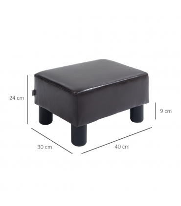 Footstool Ottoman Cube Dark Brown Polyester Plywood Plastic 40cm x 30cm x 24cm