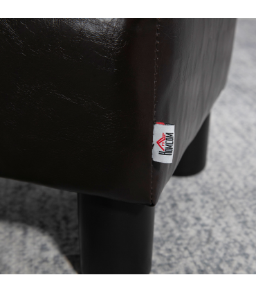 Footstool Ottoman Cube Dark Brown Polyester Plywood Plastic 40cm x 30cm x 24cm
