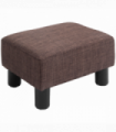 Footstool Ottoman Cube Brown Polyester Plywood Plastic 40cm x 30cm x 24cm Wood