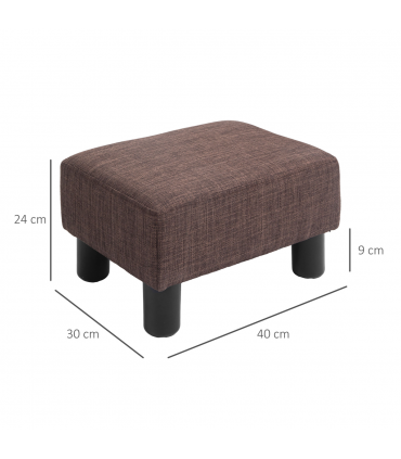 Footstool Ottoman Cube Brown Polyester Plywood Plastic 40cm x 30cm x 24cm Wood