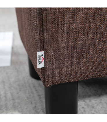 Footstool Ottoman Cube Brown Polyester Plywood Plastic 40cm x 30cm x 24cm Wood