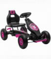 HOMCOM Children Pedal Go Kart w/ Adjustable Seat, Rubber Wheels, Brake - Pink