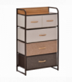 HOMCOM Closet Dresser, Dresser Tower With 5 Linen Fabric Drawers Steel Frame