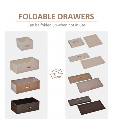 HOMCOM Closet Dresser, Dresser Tower With 5 Linen Fabric Drawers Steel Frame