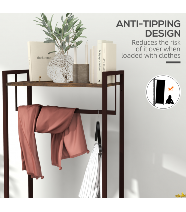 HOMCOM Clothes Hanging Rail with 3 Fabric Drawers Storage Shelves for Hallway