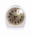 Ravel Large Art Deco Bedside / Mantel Quartz Alarm Clock - Gloss White RC035.4