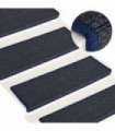 vidaXL Carpet Stair Treads 15 pcs 65x21x4 cm Grey and Blue