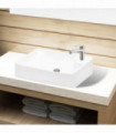 Ceramic Bathroom Sink Basin with Faucet Hole White