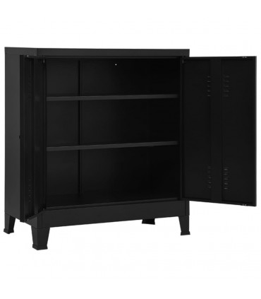 Filing Cabinet Industrial Black 90x40x100 cm Steel