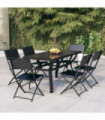 7 Piece Garden Dining Set Grey and Black