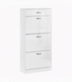Shoe Cabinet 4 Drawers Storage with Flip Doors Shelves for 18 Pairs White