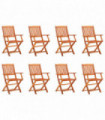 Folding Garden Chairs 8 pcs Solid Eucalyptus Wood