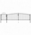Garden Fence Gate with Spear Top 5x1.75 m Black