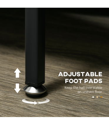 HOMCOM Coat Rack, Coat Stand with Shoe Storage, 5 Hooks for Hallway, Brown