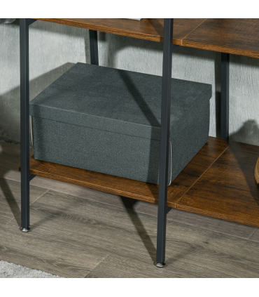 HOMCOM Coat Rack, Coat Stand with Shoe Storage, 5 Hooks for Hallway, Brown