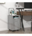 Side Cabinet with Wheels Grey Sonoma 33x38x60 cm Engineered Wood