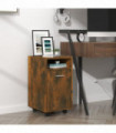 Side Cabinet with Wheels Smoked Oak 33x38x60 cm Engineered Wood