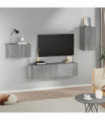vidaXL 4 Piece TV Cabinet Set Grey Sonoma Engineered Wood