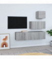 4 Piece TV Cabinet Set Grey Sonoma Engineered Wood