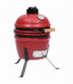 2-in-1 Kamado Barbecue Grill Smoker Ceramic 56 cm Red