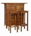 Bar Table and Chair Set 3 Pieces Solid Acacia Wood
