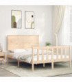 Bed Frame with Headboard 140x200 cm Solid Wood