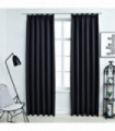 Blackout Curtains with Hooks 2 pcs Black 140x225 cm