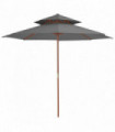 Double Decker Parasol with Wooden Pole 270 cm Anthracite