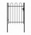 Fence Gate Single Door with Arched Top Steel 1x1.2 m Black