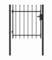 Fence Gate Single Door with Spike Top Steel 1x1 m Black