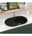 Granite Kitchen Sink Single Basin Oval Black