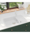 vidaXL Granite Kitchen Sink Single Basin White