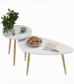 HOMCOM Coffee Table Set of 2 Nesting End Side Tables for Living Room, White