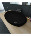 vidaXL Luxury Ceramic Basin Oval-shaped Sink Black 40 x 33 cm