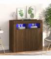 Sideboard with LED Lights Brown Oak 80x35x75 cm