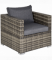 Single Wicker Furniture Sofa Chair w/ Padded Cushion for Garden Balcony
