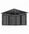 Gazebo with Mosquito Net&LED String Lights 3x3x2.73m Anthracite