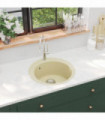 vidaXL Granite Kitchen Sink Single Basin Round Beige