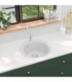vidaXL Granite Kitchen Sink Single Basin Round White