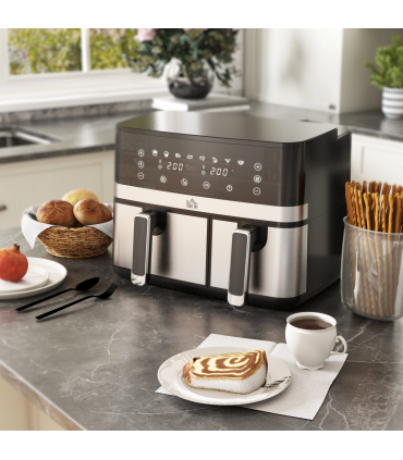 HOMCOM Dual Zone Air Fryer 8.5L Double Air Fryer with SYNCFinish 2700W