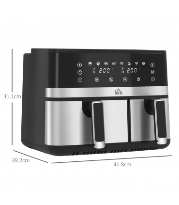 HOMCOM Dual Zone Air Fryer 8.5L Double Air Fryer with SYNCFinish 2700W