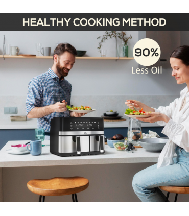 HOMCOM Dual Zone Air Fryer 8.5L Double Air Fryer with SYNCFinish 2700W