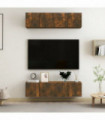 Wall TV Cabinets 4 pcs Smoked Oak 60x30x30 cm Engineered Wood