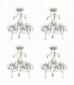 Crystal Pendant Ceiling Lamp Chandeliers 4 pcs Elegant White