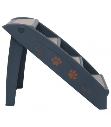 Folding 4-Step Dog Stairs Dark Grey