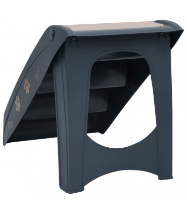 Folding 4-Step Dog Stairs Dark Grey