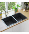 vidaXL Handmade Kitchen Sink Black Stainless Steel