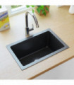 Handmade Kitchen Sink with Strainer Black Stainless Steel