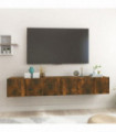 Hanging TV Cabinets 3 pcs Smoked Oak 60x30x30 cm