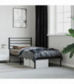 vidaXL Metal Bed Frame with Headboard Black 107x203 cm
